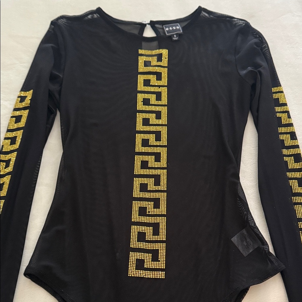 Versace Black and Gold Long Sleeve Top